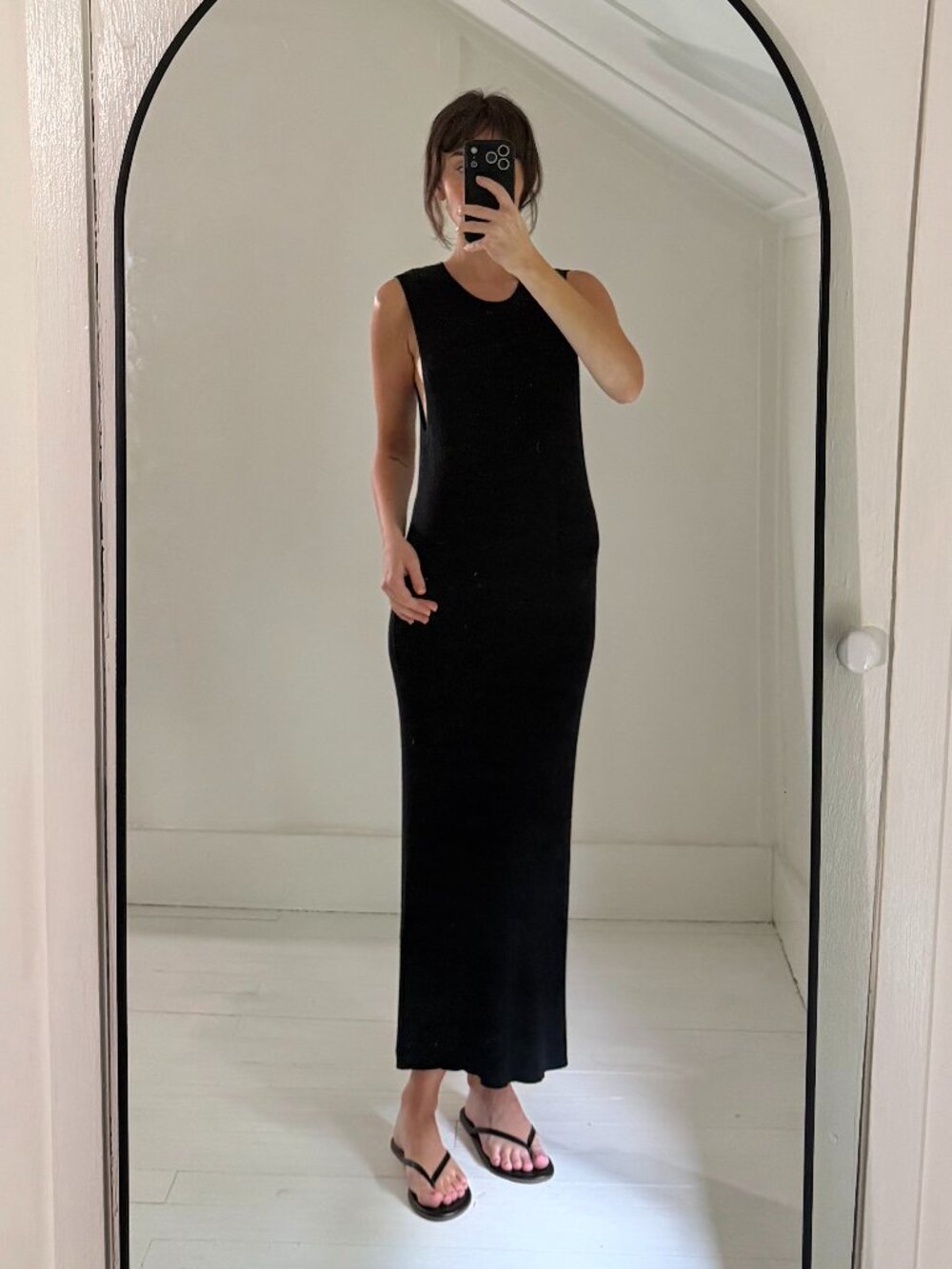 Crush Cashmere Cotton Silk Knit Midi Dress Size 3 Black